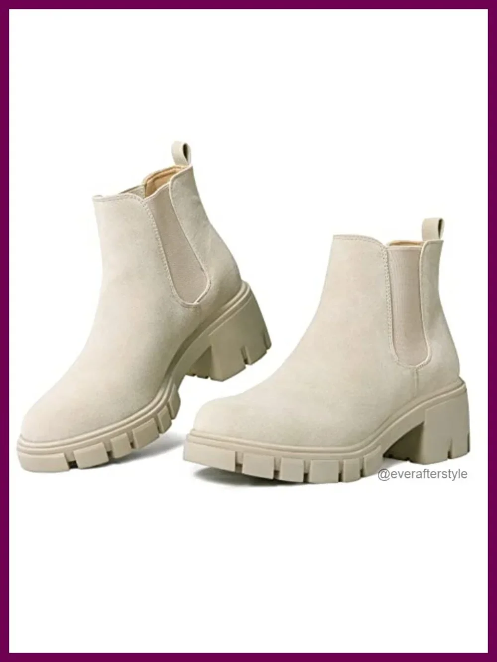Women's Platform Chelsea Boots Lug Sole Slip On Chunky Block Heel Ankle Booties
